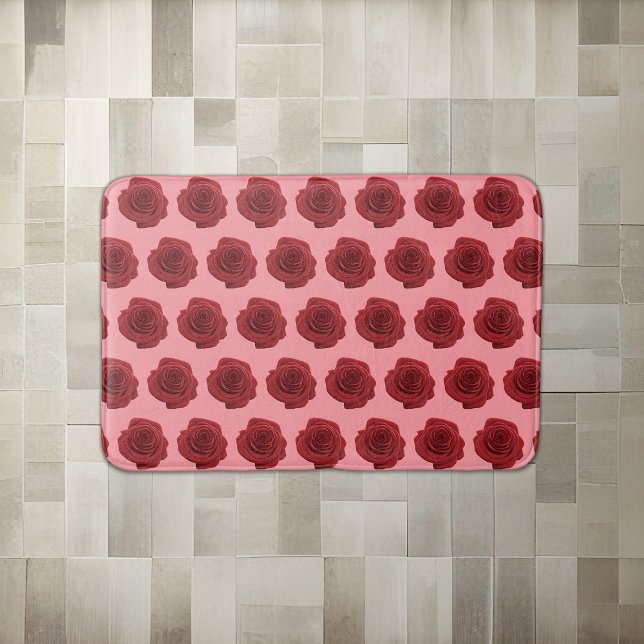 Red Rose Flower Seamless on Bath Mat (Red Rose flower seamless pattern on bath mat)