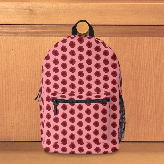 Red Rose Flower Seamless Pattern on Backpack (Seamless pattern of red Rose flower on backpack)