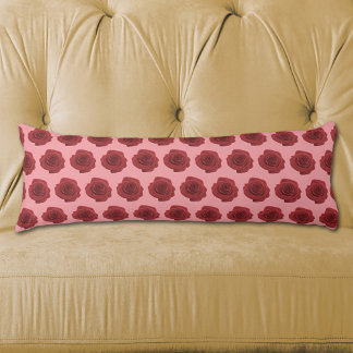 Red Rose Flower Seamless Pattern on Body Pillow