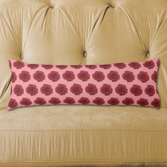 Red Rose Flower Seamless Pattern on Body Pillow (Red Rose flower seamless pattern on body pillow)