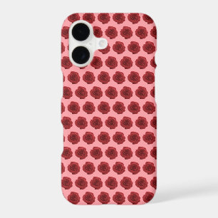 Red Rose Flower Seamless Pattern on Phone Case