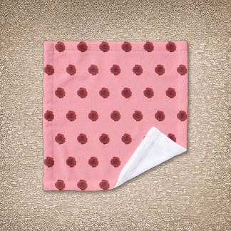 Red Rose Flower Seamless Pattern on Wash Cloth