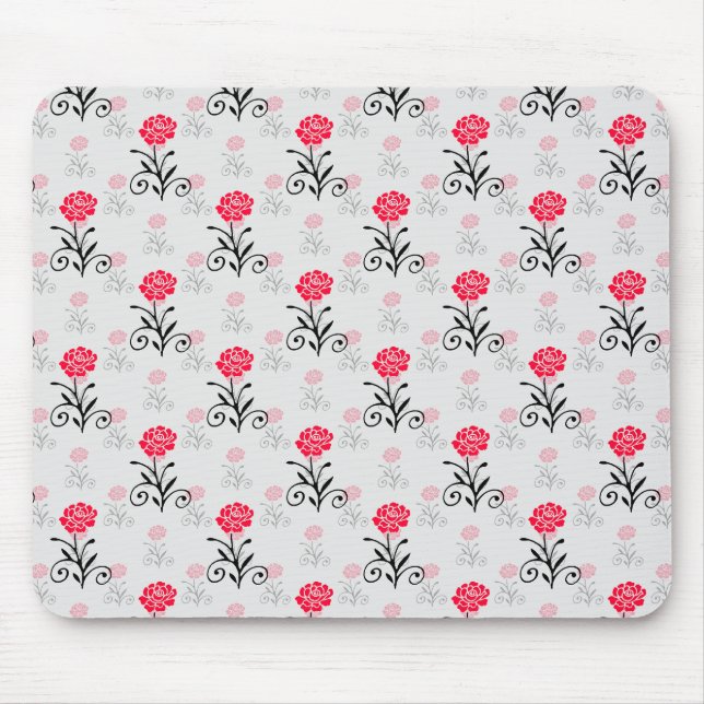 Red Rose Flower Stalk Pattern Design  Mouse Pad (Front)