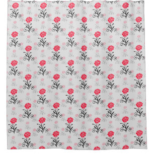 Red Rose Flower Stalk Pattern Design  Shower Curtain