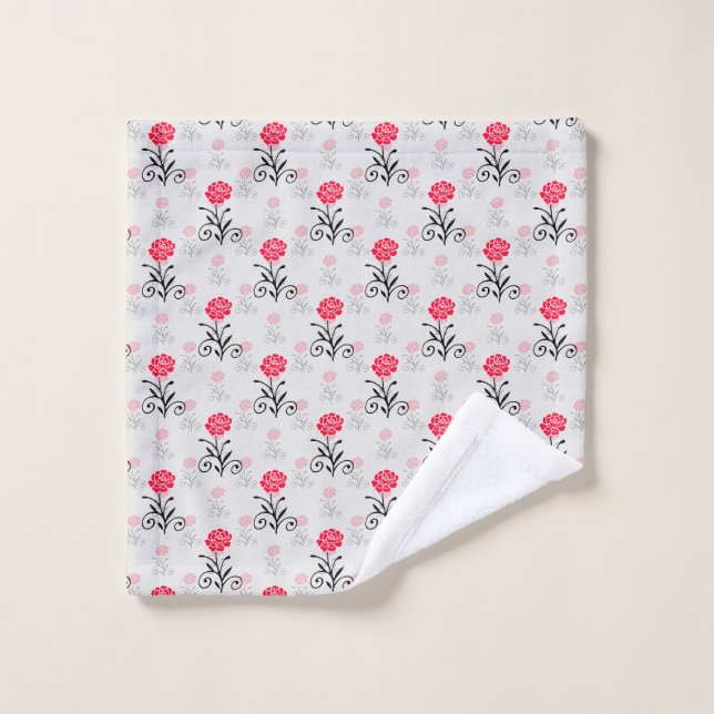 Red Rose Flower Stalk Pattern Design  Wash Cloth (Wash Cloth)