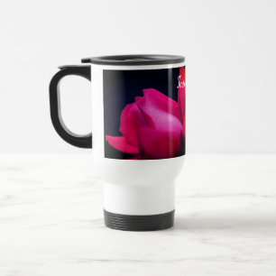 Red Rose Flower Up Close Personalised  Travel Mug