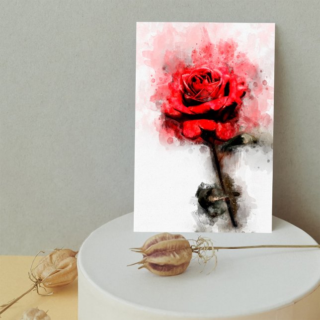 Red Rose flower watercolor - wb Postcard (Creator Uploaded)