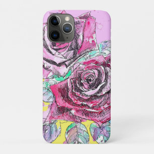 Red Rose Flower Watercolour Colourful Art iPhone 11 Pro Case