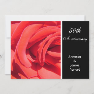 Red rose flower wedding anniversary invitation
