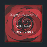 Red Rose Flower Wedding Anniversary Magnet<br><div class="desc">Red Rose Flower Wedding Anniversary magnet designed by Nisha Prabhu. Fully Customisable. Personalise with your name. A red rose flower wedding anniversary magnet is a beautiful and sentimental way to commemorate a special milestone in a couple's journey together. The magnet feature a stunning illustration of a red rose, symbolising love,...</div>