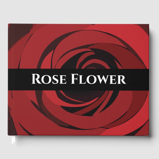 Red Rose Flower Wedding Guest Book (Front)