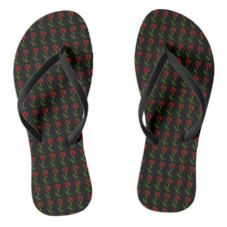 Red Rose Flower Women's Flip Flops