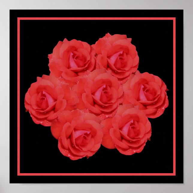 Red Rose Flowers Bouquet Poster (Front)