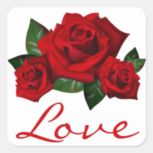 Red Rose Flowers Floral Love Stickers