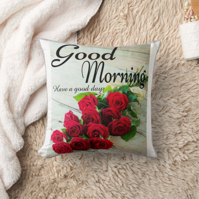  Red Rose Flowers Good Morning Cushion (Blanket)
