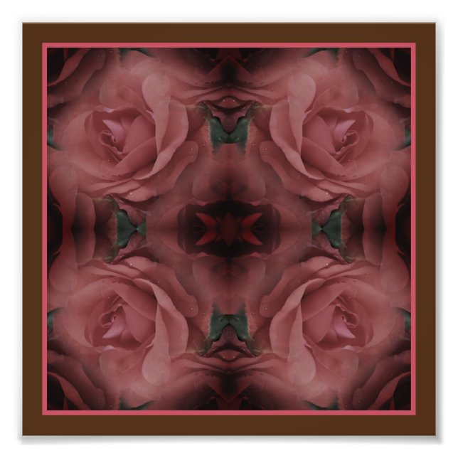Red Rose Flowers Mirror Abstract Nature 8x8 Photo Print (Front)
