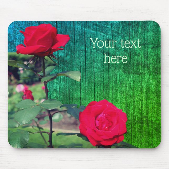 Red Rose Flowers Personalised Mouse Pad (Front)
