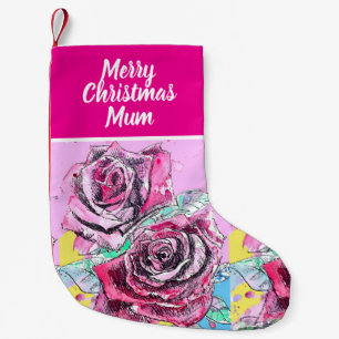 Red Rose Flowers Roses Floral Flower Christmas Small Christmas Stocking