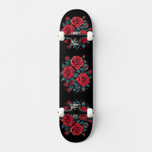Red Rose Flowers Skateboard