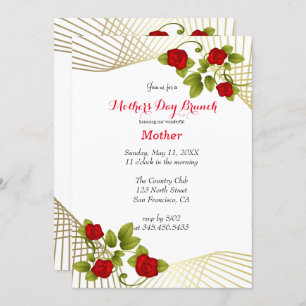 Red Rose Flowers with Gold Accent Template
