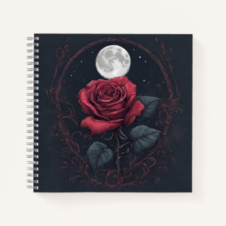 Red Rose Full Moon Square Notebook