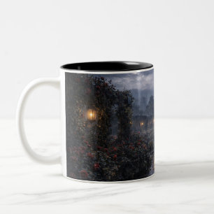 Red Rose Garden Castle Gothic Black Mug