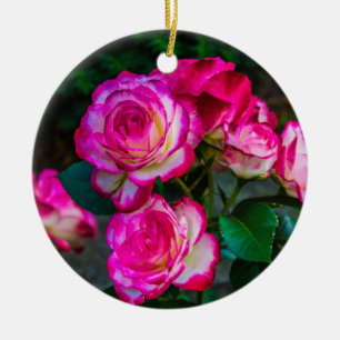 Red Rose Garden  Ceramic Ornament