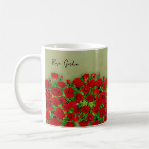 Red Rose Garden Field Vibrant Floral Coffee Mug