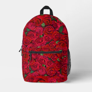 Red Rose Garden Floral Seamless Romantic Pattern Printed Backpack