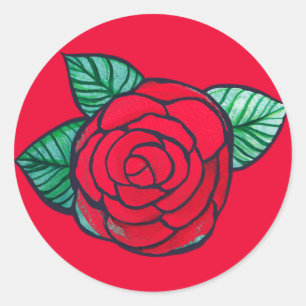 Red Rose Gardeners art retro roses Classic Round Sticker