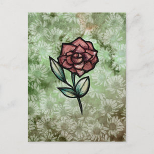 Red Rose Gardening Art roses garden flowers Postcard
