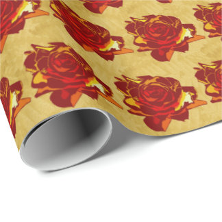 Red Rose Gold Cute Gift Wrapping Paper