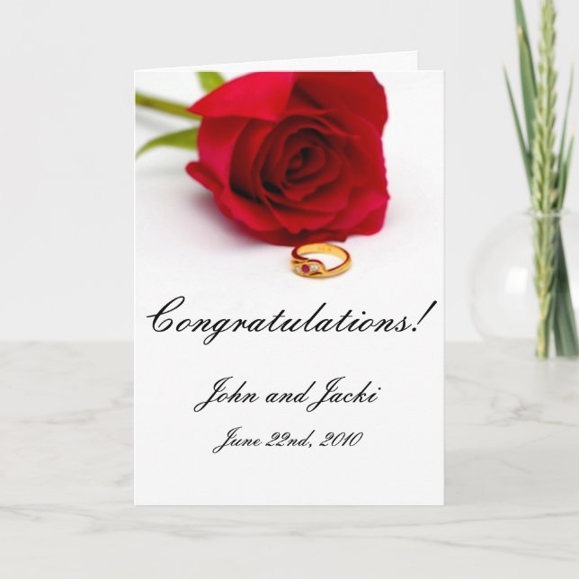 Red Rose & Gold Diamond Ring Card (Front)