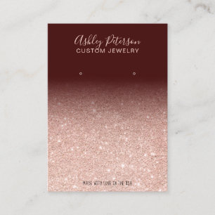 Red rose gold glitter jewellery earring display business card