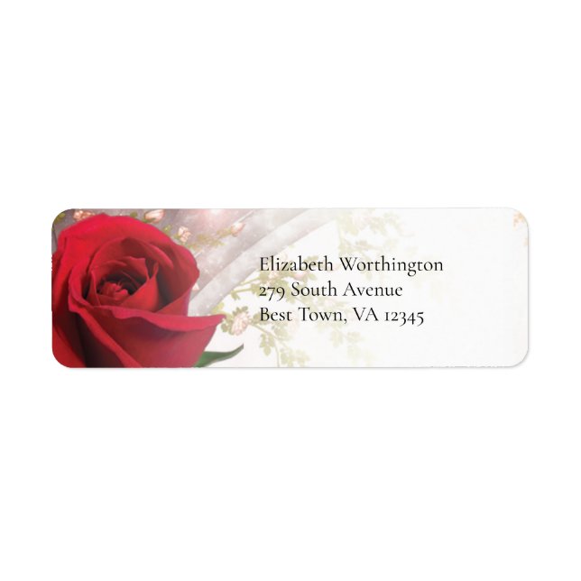 Red Rose Gothic Arch Return Address Label (Front)
