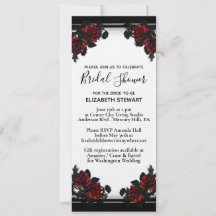 Red Rose Gothic Bridal Shower White