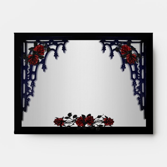 Red Rose Gothic Framed with Monogram Back  Envelope (Front)