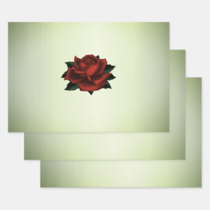 Red Rose Gothic Green Wrapping Sheets