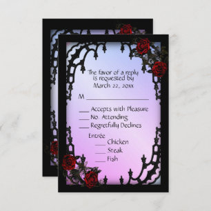 Red Rose Gothic RSVP Purple Menu Choice