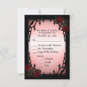Red Rose Gothic RSVP with Menu Choice