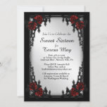 Red Rose Gothic Sweet Sixteen Iron Gate Invitation<br><div class="desc">Beautiful deep red rose with names and date.  

Please triple check your text before the final purchase</div>