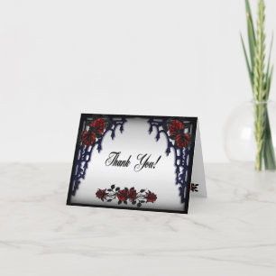 Red Rose Gothic Wedding Iron Gate Thank You Card