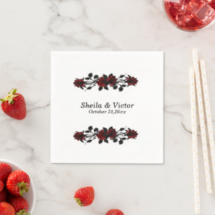 Red Rose Gothic Wedding Napkin