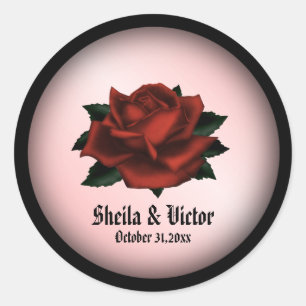 Red Rose Gothic Wedding Personal Classic Round Sticker