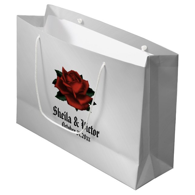 Red Rose Gothic Wedding Personal Large Gift Bag (Front Angled)