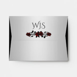 Red Rose Gothic Wedding Personalised Envelope