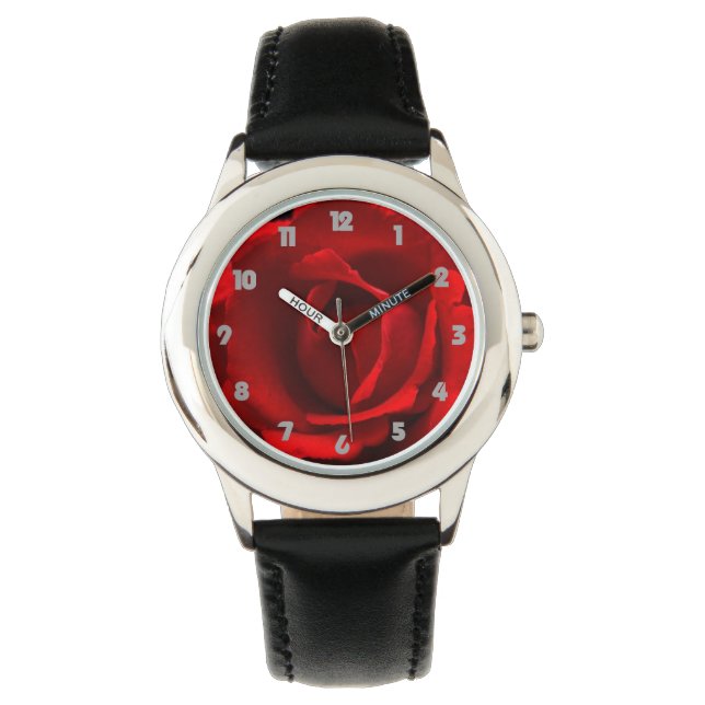 Red Rose Grey Fat Numbers wacna Watch (Front)