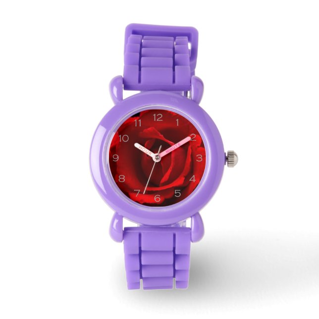 Red Rose Grey Numbers wacnm Watch (Front)