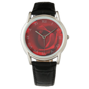 Red Rose Grey Roman Numbers Mens cn Watch