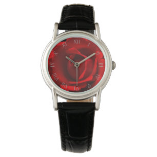 Red Rose Grey Script Roman Numbers waa Watch